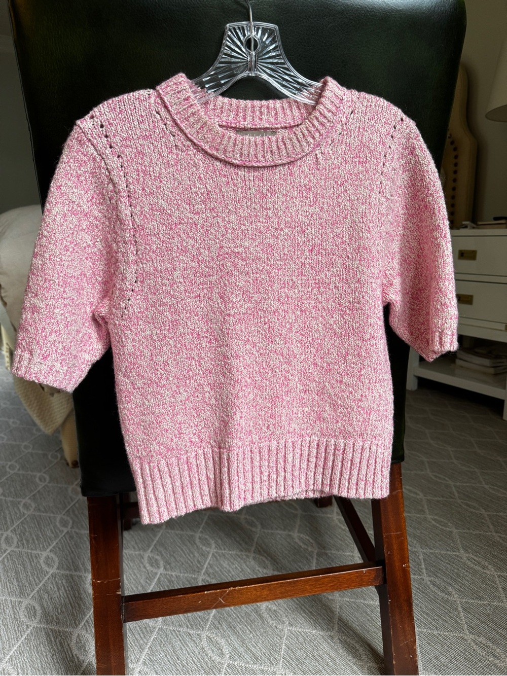 Lilla P Pink Short-Sleeve Crewneck Knit Sweater. Great transition to fall